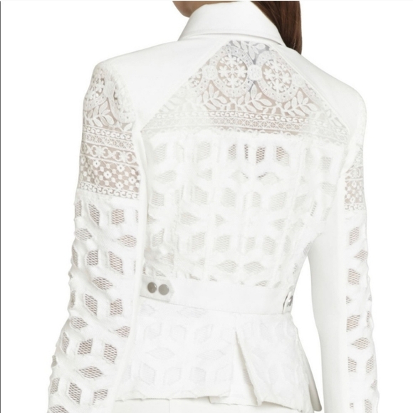 C - NWT BCBGMaxazria white jacquard jacket "boe" - Picture 4 of 9